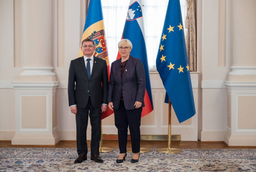 Predsednica Republike Slovenije Nataša Pirc Musar in predsednik parlamenta Republike Moldavije  Igor Grosu.
