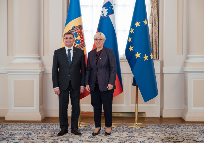 Predsednica Republike Slovenije Nataša Pirc Musar in predsednik parlamenta Republike Moldavije  Igor Grosu.