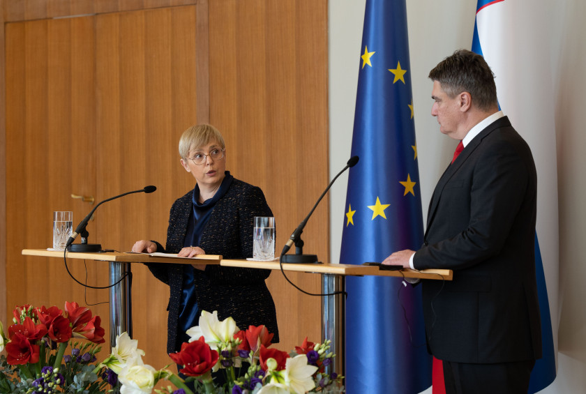 Novinarska konferenca predsednice Pirc Musar in predsednika Milanovića v Zagrebu