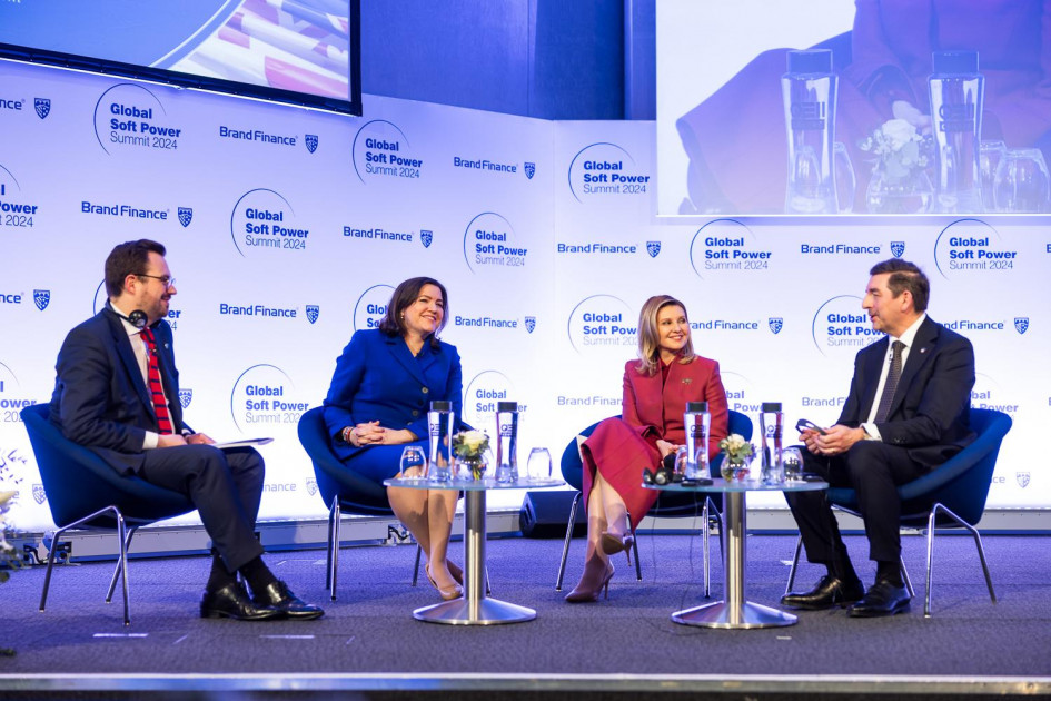 Dr Aleš Musar with Olena Zelenska and Eliza Jean Reid at the Global ...