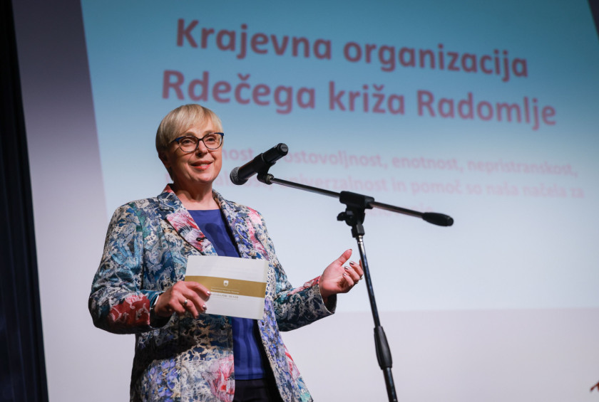 Predsednica republike med govorom.