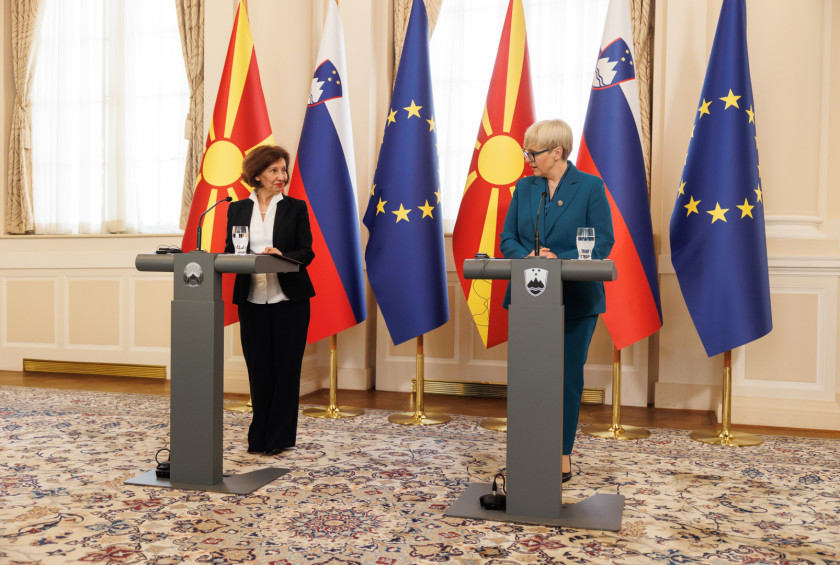 Tiskovna konferenca obeh predsednic po zaključku pogovorov. 