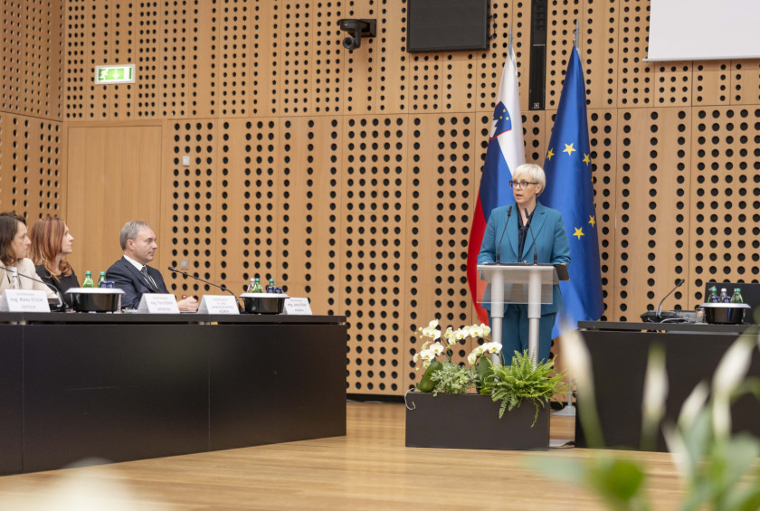 Predsednica nagovarja zbrane diplomate.